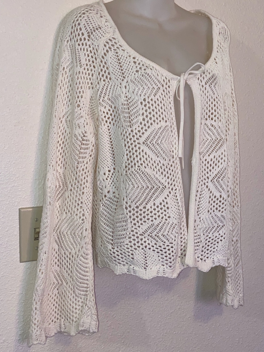 Celebrity Pink Open Crochet Cardigan In Cream Size Xl